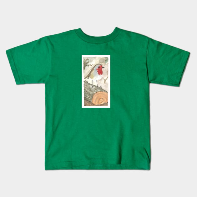 Autumn robin Kids T-Shirt by Créa'RiBo